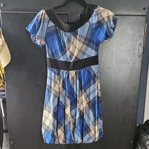 Blue and Black Plaid Dress